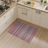 Vibrant Pink Black Striped Geometric Area Rug