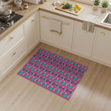 Hot Pink Teal Floral Pattern Area Rug