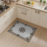 Beige and Neutral Ornate Floral Border Persian Area Rug