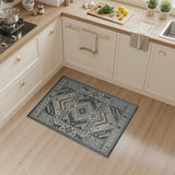 Blue and Teal Southwestern Diamond Geometric Area Rug