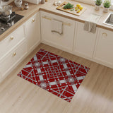 Bold Red Geometric Grid Red Area Rug