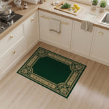 Ornate Emerald Green Gold Border Area Rug