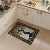 Golden Tree Celtic Knot Border Area Rug