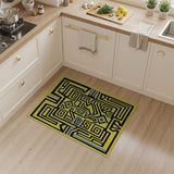 Vibrant Yellow Maze Geometric Area Rug