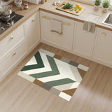 Green Chevron Geometric Area Rug