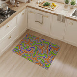 Vibrant Orange Green Purple Wavy Abstract Area Rug
