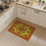 Opulent Yellow Area Rug with Red Baroque Borders