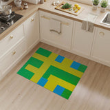Vibrant Geometric Green Yellow Blue Area Rug