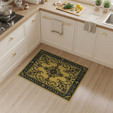 Ornate Gold Fleur-de-Lis Baroque Area Rug
