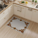 Ornate Gold Maroon Floral Border Area Rug