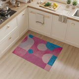 Vibrant Pink Geometric Area Rug with Blue Accents