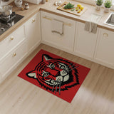 Bold Red Tiger Head Geometric Rug