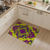 Vibrant Pink Floral on Sunny Yellow Area Rug