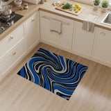 Swirling Blue Wave Abstract Area Rug