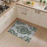Floral Vintage Green Elegant Green Floral Damask Area Rug