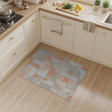 Curved Geometric Beige Area Rug