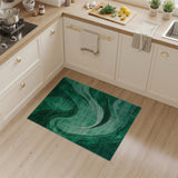 Emerald Green Abstract Wave Area Rug