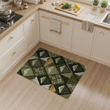 Green Geometric Rain Cloud Tribal Rug