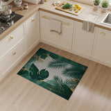 Green Monstera Palm Leaf Distressed Area Rug