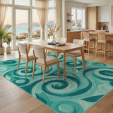 Teal Swirl Abstract No. 4 Area Rug