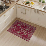 Elegant Red Persian Area Rug with Gold Vine Motifs