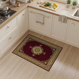 Opulent Red Area Rug with Gold Floral Medallion
