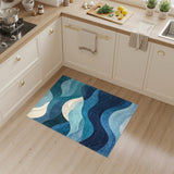 Blue and Teal Coastal Beach Blue Teal Wave Coastal Area Rug
