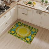 Vibrant Central Sun with Fish Motif Area Rug