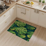 Green Vibrant Monstera Leaves Green Area Rug