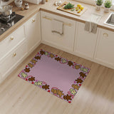 Cute Diverse Gingerbread Friends Pink Border Rug