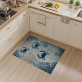Teal Crab Coral Coastal Area Rug