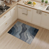 Abstract Blue Grey Wave Area Rug
