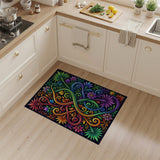 Intertwined Rainbow Floral Swirl Area Rug