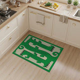 Playful Green Crocodile 'U' Kids Cartoon Rug