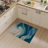 Blue and Teal Teal Ocean Waves Coastal Area Rug
