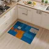 Modern Geometric Blue Orange Abstract Area Rug