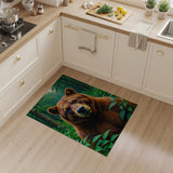 ODIKA Majestic Bear Forest Washable Low-Pile Area Rug - Non-Slip & Pet Friendly