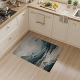 Teal Misty Mountain Landscape Area Rug