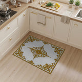 Opulent Gold Baroque Floral Medallion Rug