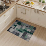 Grey Modern Geometric Grey Green Area Rug