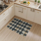 Distressed Grey Tan Plaid Area Rug