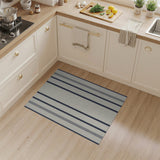 Navy Blue and Cream Striped Woven Rug