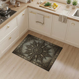 Gold and Silver Ornate Gold Sunburst Distressed Area Rug