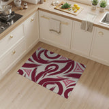 Red Swirl Brushstroke Geometric Area Rug