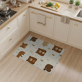 Beige and Neutral Adorable Brown Bear Kids Area Rug