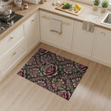 Vintage Pink Rose Damask Area Rug