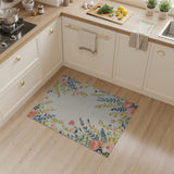 ODIKA Floral Washable Area Rug, Low Pile Non-Slip Botanical Rug for Living Room
