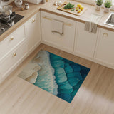 Teal Blue Ocean Waves Area Rug