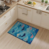 Playful Whales Ocean Waves Area Rug