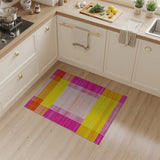 Vibrant Pink Orange Yellow Geometric Plaid Area Rug